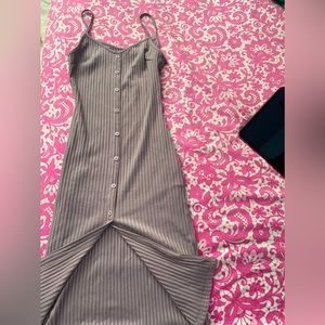 S Ribbed Buttoned Dress
